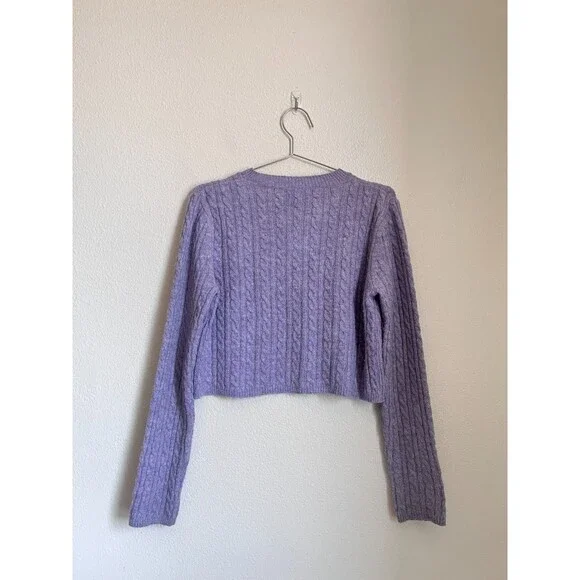 Urban Outfitters Cable Knit Cardigan in Purple Size SMALL - Picture 3 of 5